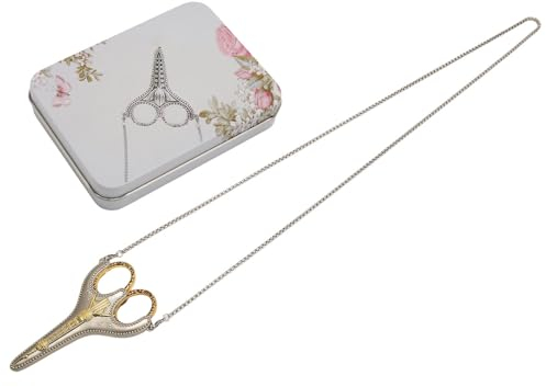 Ciseaux de Tailleur, Ciseaux de Couture, Ciseaux de Broderie Rétro Dorés en Acier Inoxydable pour la Coupe de Couture avec Chaîne de Protection Incluse