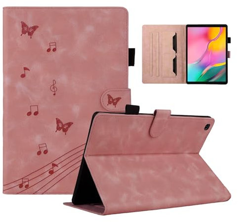 LSPCASA Funda Samsung Galaxy Tab A Patrón De Mariposa Funda Tablet Samsung Galaxy Tab A con Ranuras para Tarjetas para Samsung Galaxy Tab A 10.1 (2019) SM-T510/T515 Rosa