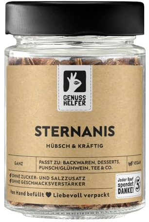 Bremer Gewürzhandel Sternanis, ganz, aromatische Würze für Tee, Glühwein, Punsch und Bowle, 50g im Glas