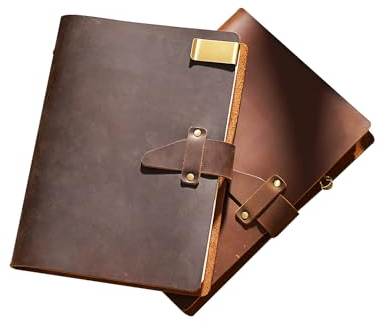 KISSKI·H Olvido A6 Leder-Tagebuch, Reise-Notizbuch mit Lederschnalle, 6-Ringbuch, nachfüllbar, Schreib-Padfolio-Tasche, vielseitiges Tagebuch/Planer/Skizzenbuch/Scrapbook, Dunkelbraun