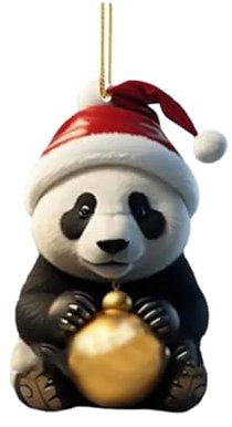 Christmas Display Hanging Ribbon Panda Pendant Tree Acrylic Cartoon Home Decorations Car Decorations Capped Chickadee Stained Glass