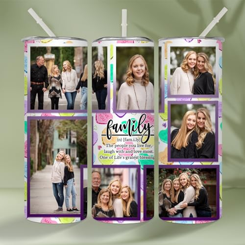 zouwii Taza De Acero Inoxidable Personalizada Con 7 Imágenes Familiares, Taza De Collage De Fotos Personalizada Con Texto, Taza De Viaje Personalizada, Regalo Para Taza De Agua De Coche Familiar