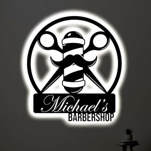 Personalisiertes LED Barbershop Metallschild | Leuchtende Barbier Wandkunst | Tattoo Shop Wandkunst | Barbershop LED Neonschild Wandkunst