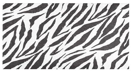 Mnsruu Badvorleger, Zebra-Muster, weich, saugfähig, zottelig, rutschfest, waschbar, für Küche, Schlafzimmer, 99 x 50 cm, Schwarz / Weiß