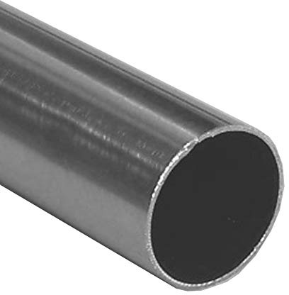 BASIT Gardinenstangenrohr in Optik von Edelstahlrohr 20mm Durchmesser I 120cm lang I Gardinenstange Silber aus Metall in Edelstahl Look I Rundrohr