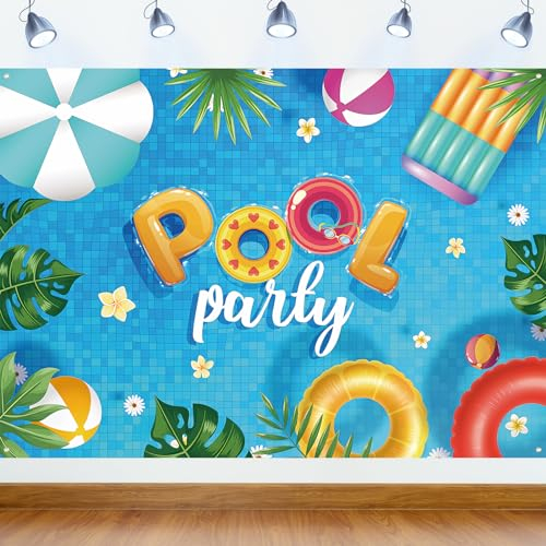 Happy Birthday Banner estivo Decorazioni per feste in piscina, Decorazioni per feste di compleanno in piscina Banner sullo sfondo Decorazioni per feste estive, Decorazioni (72×44 pollici)