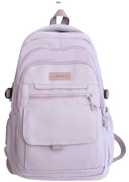 Lamprod Cute Aesthetic Backpack Girls Backpack for School Large Capacity Bookbags College Backpack for Students Girls, Purple, L