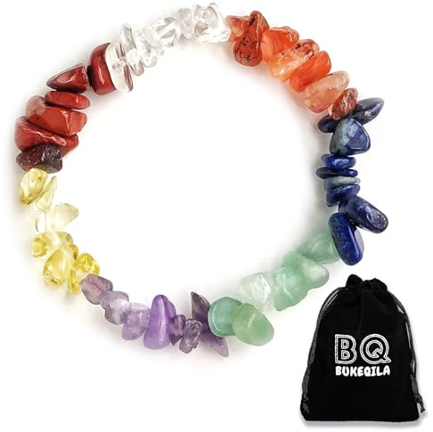 Natürlicher Rock Crystal Gemstone Armband - Echte Steine Yoga Stein Handgelenk Kristall Steine Kette für Damen, Armband Perlen Schmuck Armband Geschenke für Mädchen Frauen