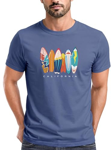 Neverless® Herren T-Shirt California Surfboards Surfing Motiv Printshirt Brustprint Aufdruck Sommer Fashion Streetstyle