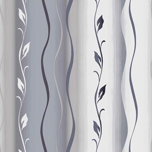 Gardinen Vorhangen Mondego Grau 140x160 cm (BxH) 1 Stück Gardine mit Kräuselband Curtains Wohnzimmer Florale Muster Satin Stoff Küchengardinen Fenstergardinen Window Blinds Dekoschale