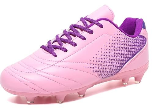 Boys Football Boots Kids Football Shoes Cleats Boys Girls Trainers FG/AG Athletics Training Sport Running Shoes Purple Pink