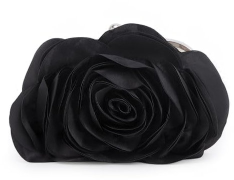 LHHMZ Women Elegant Rose Clutch Bag Floral Satin Clutch Floral Evening Shoulder Bag Wedding Party Clutch