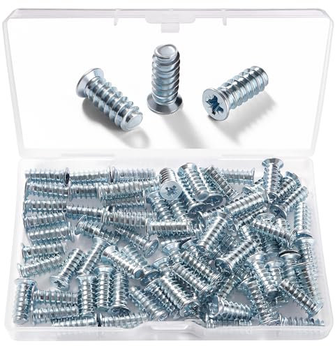 VooGenzek 75 Piezas M6.3 * 16 mm Tornillos Euro, Tornillo Especial para Muebles, Tornillos Europeos Avellanados, para Bisagras de Muebles, Guías de Cajones
