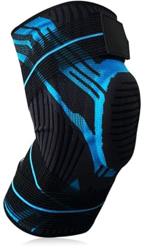 Ginocchiera Sportiva Elastica,Tutore per Ginocchio Regolabile,Compressione Tutore per il Ginocchio Antiscivolo,per stabilizza l'articolazione e i muscoli,un sollievo dal dolore della rotula(Blu,M)