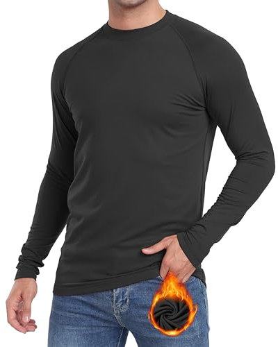 Djtnzdm Langarmshirt Herren Thermo Shirt Herren Langarm Funktions Laufshirt Warm Funktionsshirt Männer Sportshirt Thermounterhemd Winter Tshirt Langarm Herren Skiunterwäsche Longsleeve Dunkelgrau XL