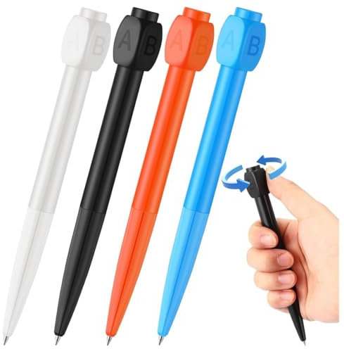 Yuattory 4 Stück ABCD Rotationsreduzierer-Kugelschreiber, Gadget-Stift zum Stressabbau für das Büro