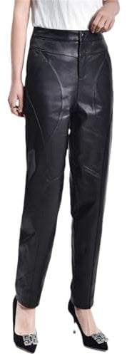 Hndudnff Damen schwarze Schaffell-Hose, hohe Taille, Hose mit Tasche, Harenhose, Herbst und Winter, 2011 Schwarz, 5XL