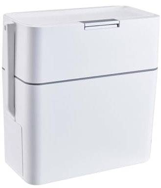 BELOWSYALER Cubo de basura rectangular con escobilla de inodoro tipo prensa, cubo de basura rectangular para baño o cocina