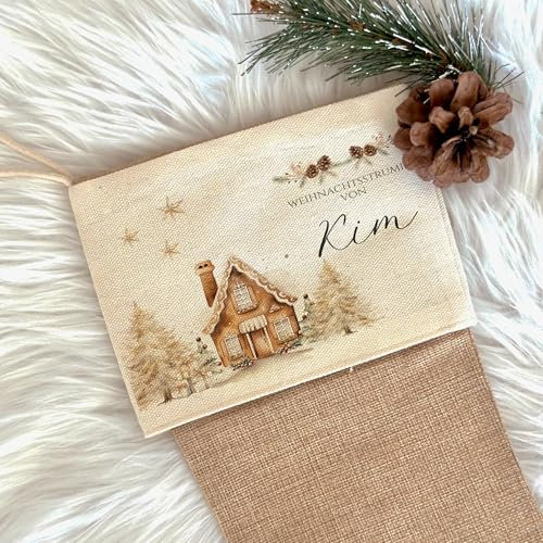 Manufaktur Liebevoll I Nikolausstrumpf Nikolausstiefel personalisiert Kinder Erwachsene Weihnachtsstrumpf Name Weihnachtsstiefel Nikolaussocke Mädchen Jungen (Kim)