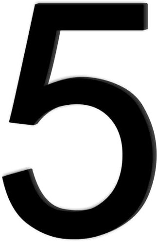 Hausnummer Klebend Nr.5,Höhe 9,6 cm,Ziffer zum Aufkleben aus Acryl,Hausschild für Draußen,Hausnummern,für Außen,Briefkasten,Tür,Wetterfest,Ziffern zum Aufkleben,Matt Schwarz