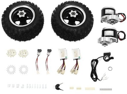 10 Zoll Air Wheel Electric Conversion Kit, 24V 250W Dual Drive Elektro Motor Kit, 10km/h Tragfähigkeit 200kg für kleine Go-Karts elektrische Rollstühle und Mobilitätsroller