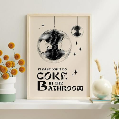 CHAOJIART Zitate auf Leinwand mit der Aufschrift „Please Don’t Do Coke In The Bathroom“, Retro-Druck, lustiges Geschenk, Schild, Toiletten-Wandkunst, Poster, Bild, Dekoration, 30 x 50 cm, rahmenlos