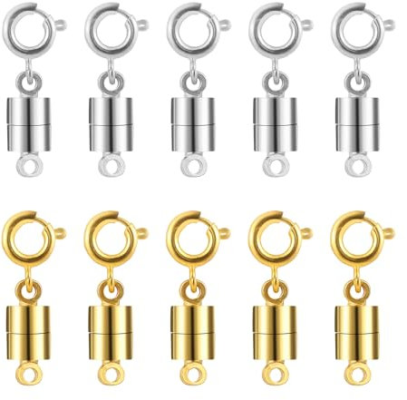 10 Stück Magnetverschluss Kette Zylinder Gold Silber Magnet Schmuck Verschluss Kette Magnet Karabinerverschluss Armbandverschlüsse Kettenverschluss Schmuckverschluss für Schmuck Machen