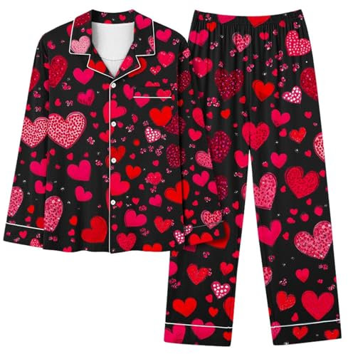 Pigiama da donna in pile caldo Loungewear da donna inverno primavera casa tempo libero San Valentino arco amore allentato imitazione colore Ding pigiama Sleepy donna S pigiama estivo set manica corta