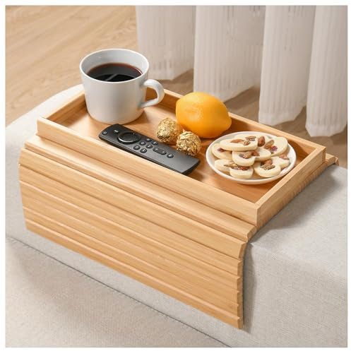 Natural Sofatablett Armlehne, Sofa Tablett, Couch Tablett Armlehne, Sofaablage, Home Organizer Platzieren Sie Fernbedienung, Snacks
