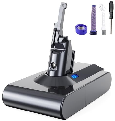 8000mAh Batteria per Dyson V8 Absolute SV10 con display,V8 Batteria di Ricambio per Dyson Animal Fluffy Absolute Aspirapolvere con 2PCS Pre Filtri