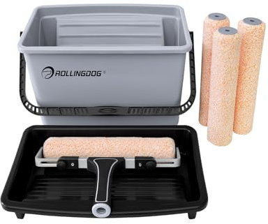 ROLLINGDOG 12 Inch Paint Roller Set - Complete Painting Kit for Home & Professional Use, Includes Adjustable Roller & Microfiber Covers, 7-Pack