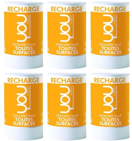 YOU Lot de 6 Recharges Nettoyant désinfectant Multi-surfaces 17 ml
