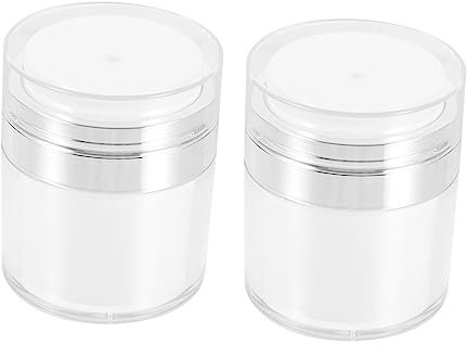 PENIKOKO 2pcs 50ml Airless Pump Jar Refillable Airless Lotion Bottles Vacuum Cosmetic Cream Containers for Travel and Sample Storage