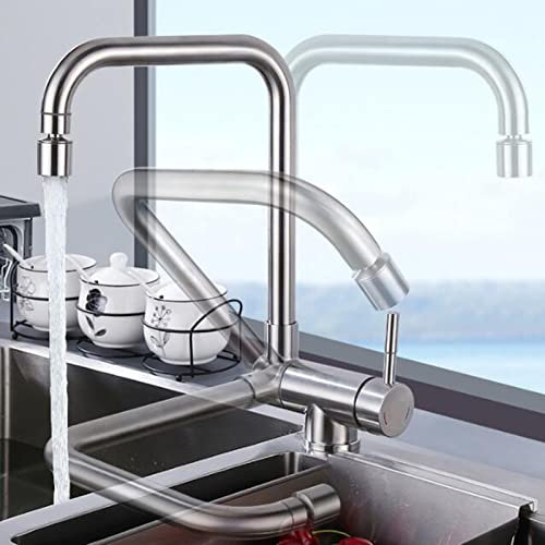 Klappbare Küchenarmatur Armatur Küche für Fenster Küchenarmatur aus Edelstahl Schwenkbar Kalt und Warmwasser Spültischarmatur Gebürstet Spültischarmatur Mischbatterie Küche