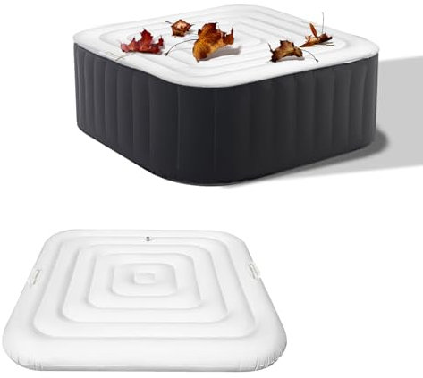 Cubierta inflable para bañera de hidromasaje, cuadrada de 55 pulgadas, ahorro de energía, tapa de spa inflable con asas, resistente al viento, a prueba de lluvia, tapa aislada para proteger tu jacuzzi