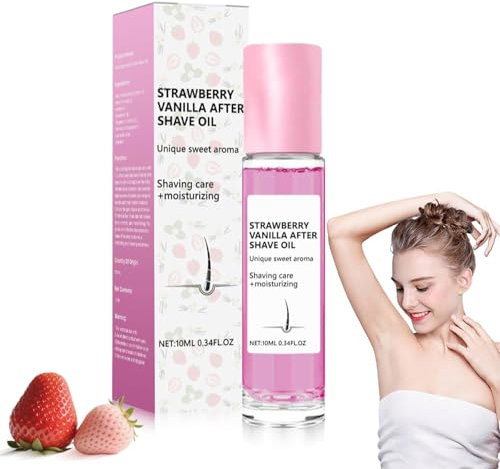 Erdbeer-Vanille After Shave Öl Frauen für glatte Haut, Roll-on After Shave Rasieröl Damen, Verhindert eingewachsene Haare & Trockenheit,Sanftes Rasieröl Feuchtigkeitscreme fur Intimpflege Damen (1)