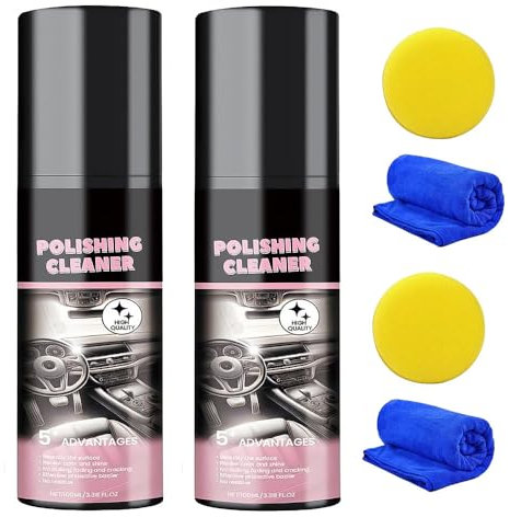 FUXNGZI Car Interior Cleaner, 2025 Nettoyage Voiture Interieur, Nettoyage Cuir Voiture Interieur, Produit Nettoyage Voiture protège et revitalise Les sièges, Tableaux de Bord, Volants (2PCS)