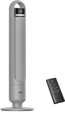 Dreo - Ventilatore a torre per camera da letto, 4 velocità, 3 modalità di ventilatore da terra per camera con oscillazione di 90° di larghezza, 28dB silenzioso per dormire, velocità di 7,6 m/s