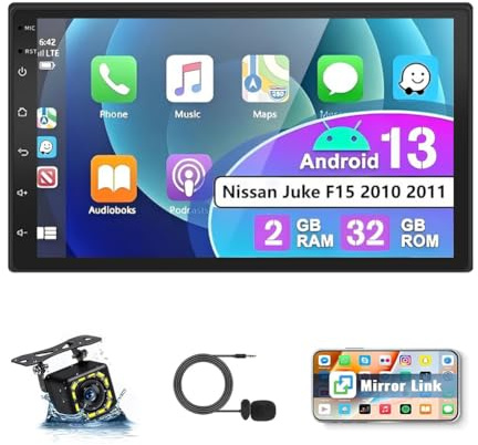 Car Stereo Radio for Nissan Juke F15 2010 2011 with 7 Inch Touch Screen,Wireless Carplay/Android Auto,GPS Sat Nav WiFi Split Screen Bluetooth RDS DAB+ SWC AHD Backup Camera Mic