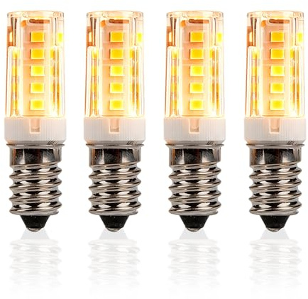 Lot de 4 Ampoule LED réfrigérateur E14, 3W Équivalent 30W Halogène 330 lumens Blanc chaud 2700K Petit culot à vis lampe LED 15.000h de Durée de Vie pour Réfrigérateur Lampe de Sel Machine à Coudre