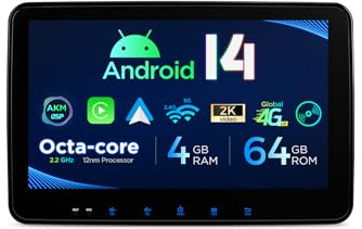 XTRONS TX123GS Autoradio 2 DIN, Display 10,1 Zoll, Android 14, WiFi, 4G, CarPlay, DSP, 180 W, Bluetooth, Schwarz