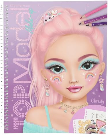 Depesche 13983 Create Your TOPModel Make Up Colouring Book with 20 Pre-Printed Pages to Create Makeup Looks, Including 2 Sticker Pages