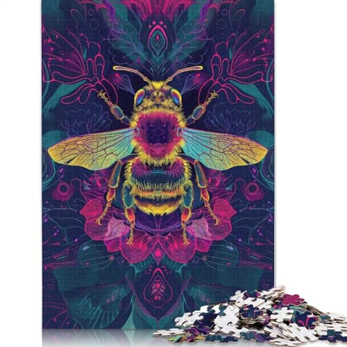500-teiliges Mystic Neon Bee Puzzle für Erwachsene, Holzpuzzle, Lernspiel, Heimdekoration, 500 Teile (52 x 38 cm)