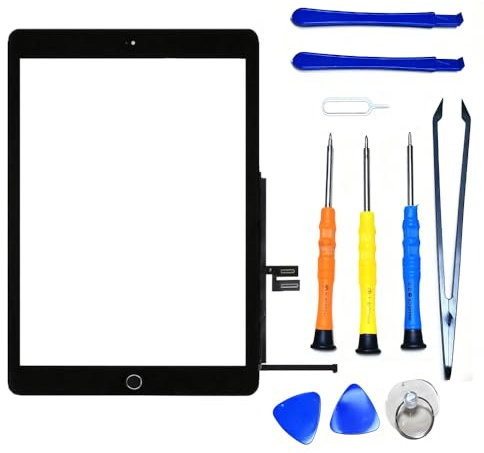 Hedywei Ersatz-Display für iPad 9. 10,2 Zoll (A2602 A2603 A2604 A2605) Generation Touchscreen Digitizer 2021 vorinstallierter Kleber + Home-Taste, komplettes Reparatur-Set