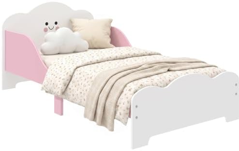 AIYAPLAY Kinderbett Kleinkindbett mit Rausfallschutz 140x70 cm Rosa | Lattenrost, Jugendbett Bettgestell, für Mädchen und Jungen, Ohne Matratze