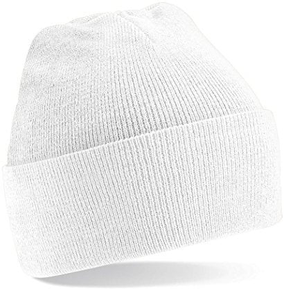 Beechfield Unisex Turn-up Beanie Baseball Cap, weiß, Einheitsgröße