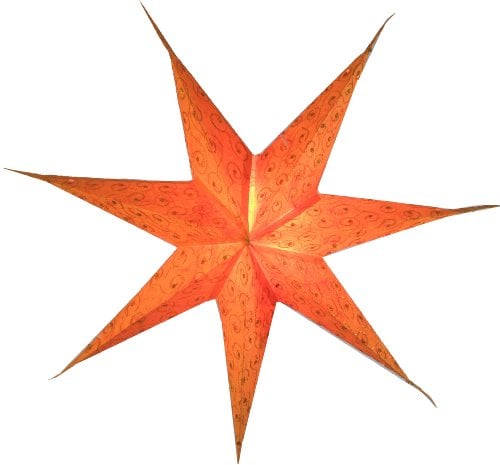 GURU SHOP Faltbarer Advents Leucht Papierstern, Weihnachtsstern 60 cm - Ikarus Orange, Papiersterne 60 cm