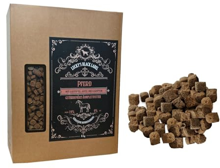 Lucky's Black Label Hundefutter Pferd ofengebacken 6 kg | Trockenfutter, mit Kartoffeln, Karotten, getreidefrei, Singleprotein-Rezeptur