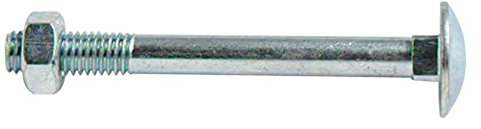 Merriway BH02145 Bullone a Testa Tonda e Quadro Sottotesta con Dado, Bianco, M8 x 150 mm, Set di 2 Pezzi