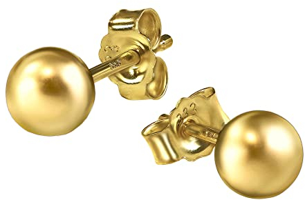 CLEVER SCHMUCK Goldene Paar kleine Ohrstecker mit Kugel Ø 4 mm glänzend 333 Gold 8 Karat im Schmucketui creme